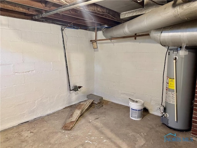 basement featuring water heater