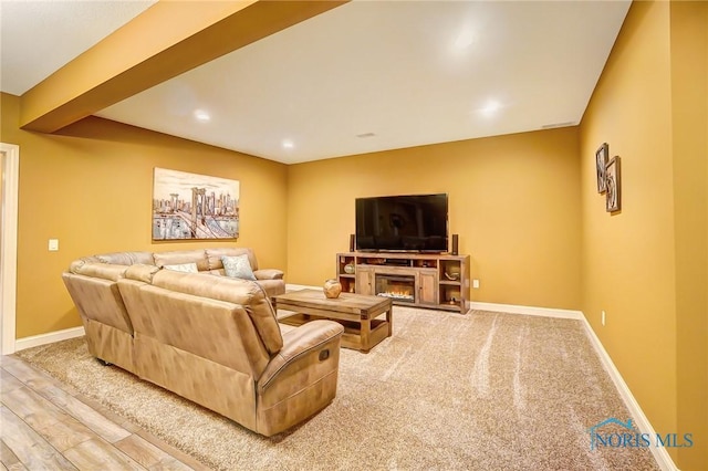 living room with hardwood / wood-style floors