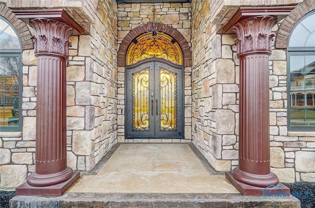 entrance to property with french doors