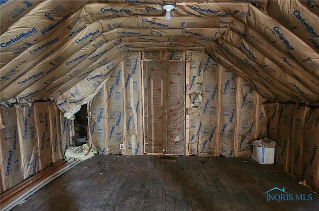 view of unfinished attic