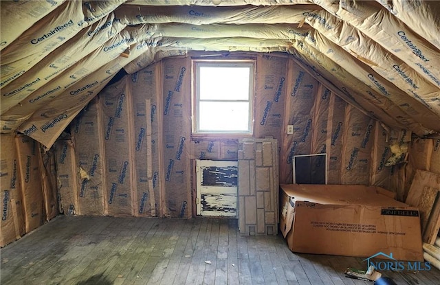 view of unfinished attic