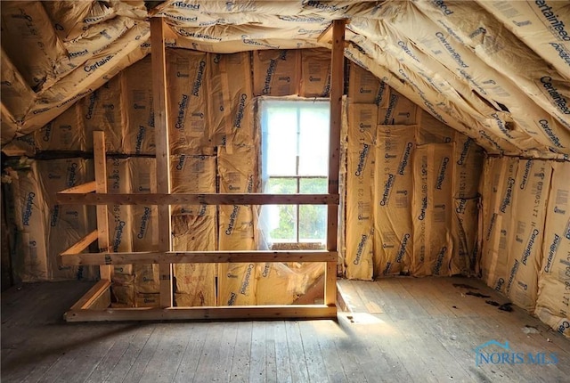 view of unfinished attic