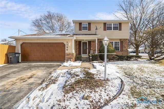 view of front property with a garage