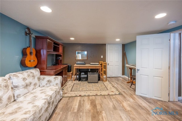 home office featuring light wood-type flooring