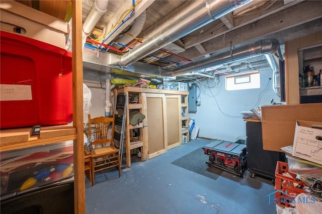 basement featuring electric panel