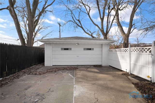 view of garage