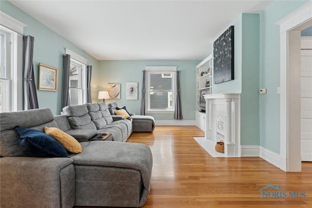 living room featuring light wood-type flooring