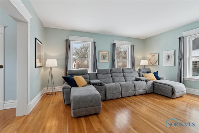 living room featuring light wood-type flooring