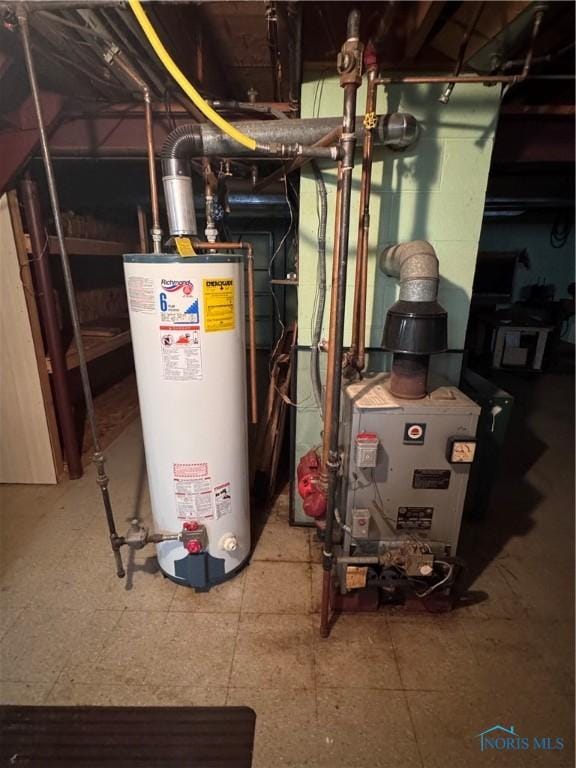 utility room with gas water heater