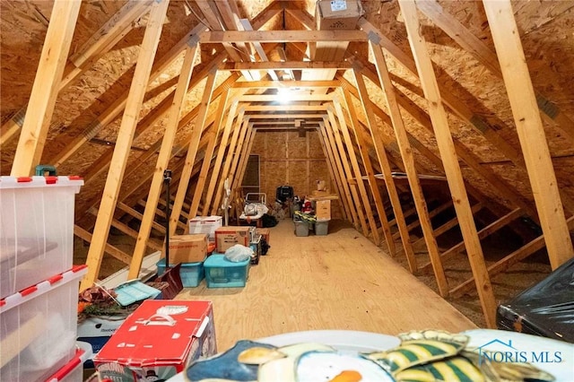 view of unfinished attic