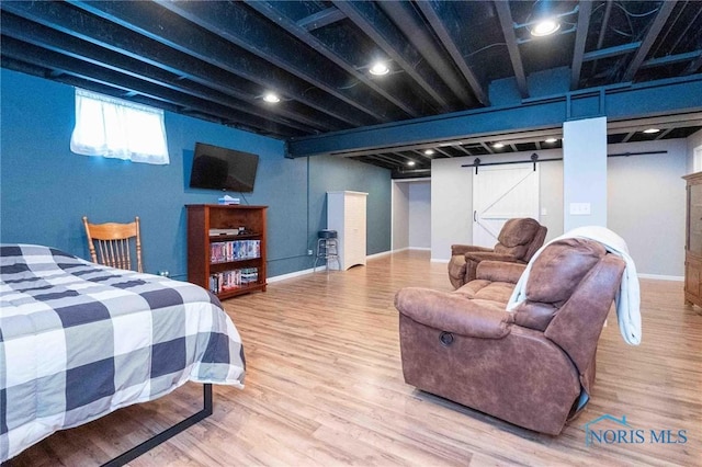 bedroom featuring hardwood / wood-style flooring