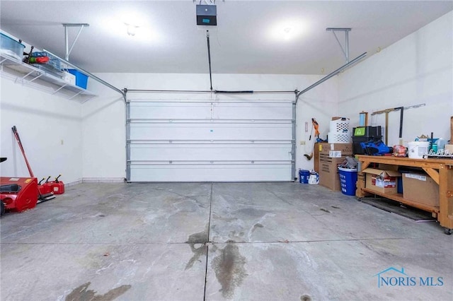 garage with a garage door opener