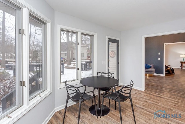 dining area featuring hardwood / wood-style flooring