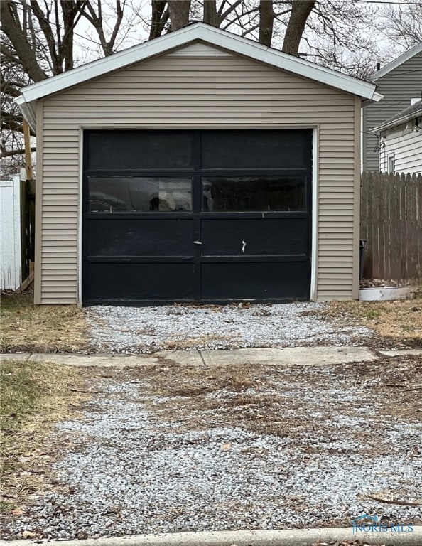 view of snow covered garage