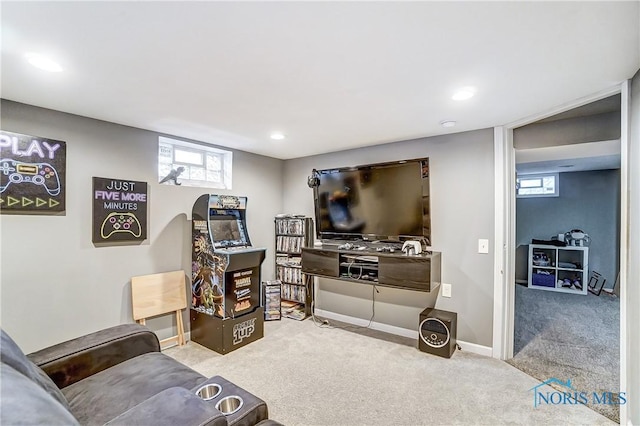 living room with carpet