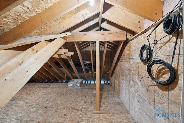 view of unfinished attic