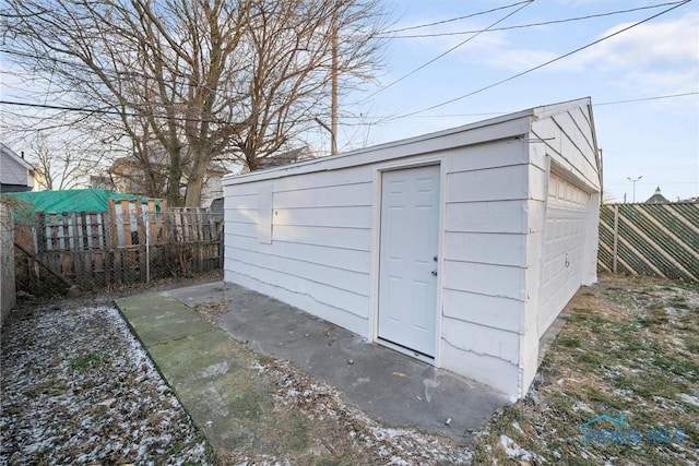 view of outdoor structure with a garage