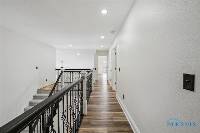 hall featuring dark wood-type flooring