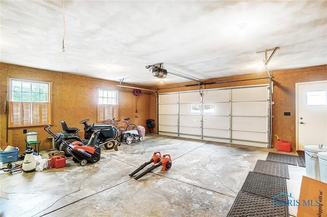 garage with a garage door opener