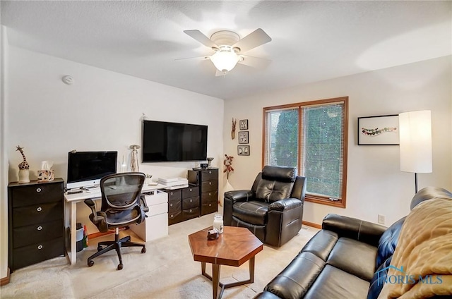 living room with ceiling fan