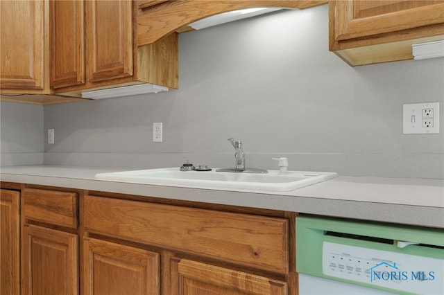 kitchen featuring white dishwasher and sink