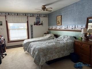 bedroom featuring ceiling fan