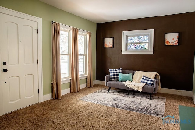 sitting room featuring carpet floors