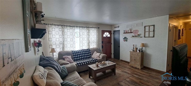 living room featuring dark hardwood / wood-style flooring