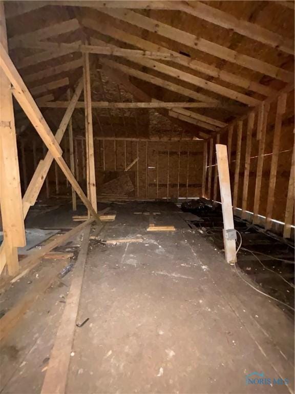 view of unfinished attic