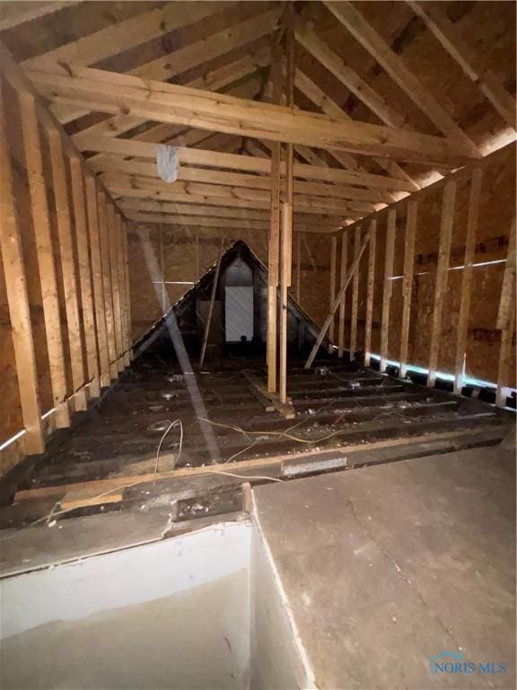 view of unfinished attic