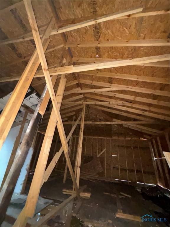 view of unfinished attic