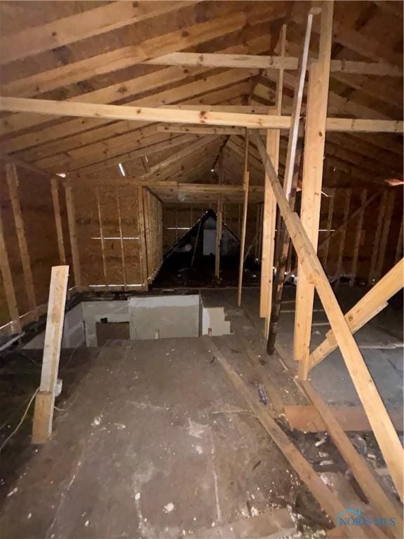 view of unfinished attic