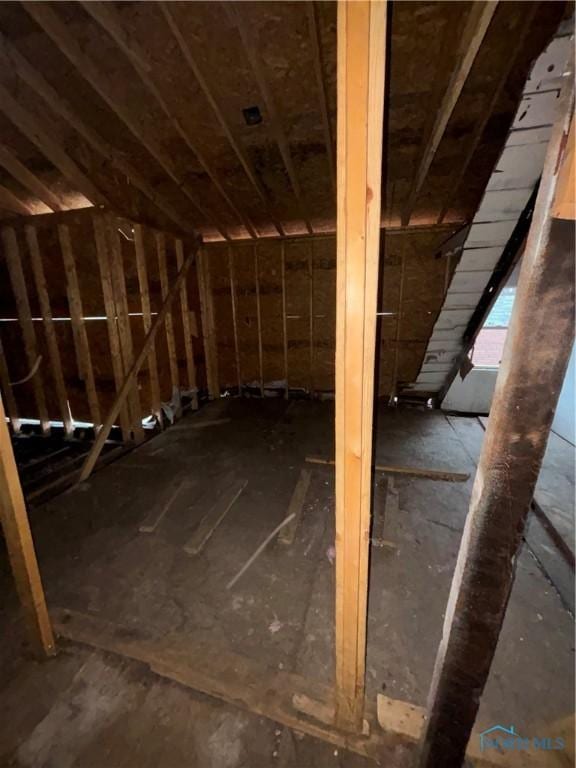 view of unfinished attic