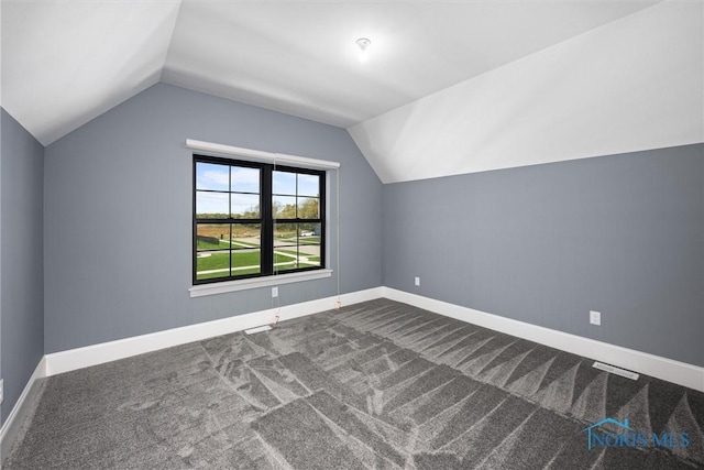 additional living space featuring carpet and vaulted ceiling