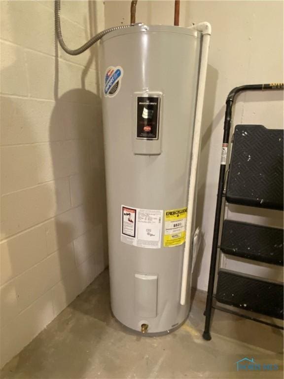 utility room featuring water heater