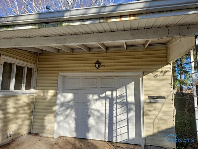 view of garage