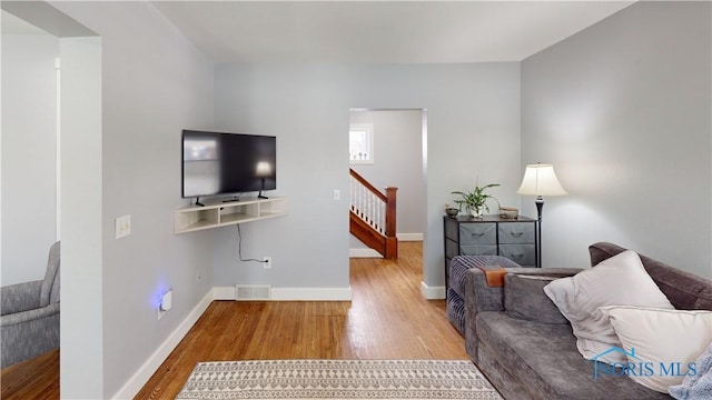 living room featuring light hardwood / wood-style flooring