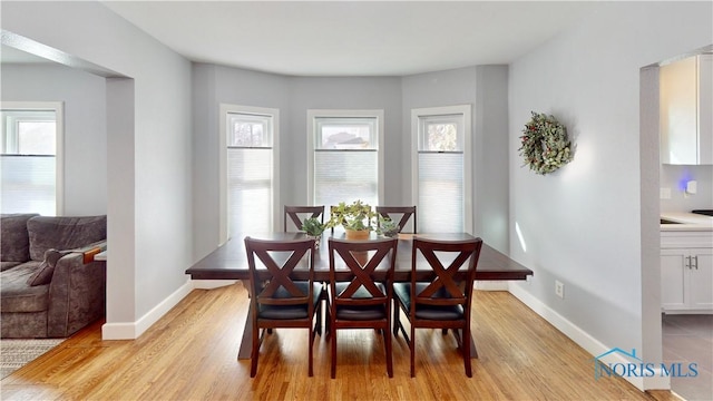 dining area featuring light hardwood / wood-style flooring