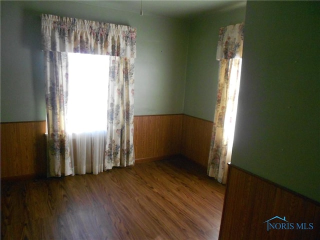 empty room with plenty of natural light and dark hardwood / wood-style floors