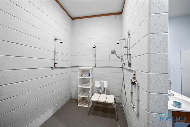 bathroom featuring concrete flooring