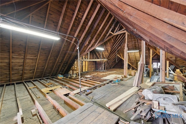 view of unfinished attic