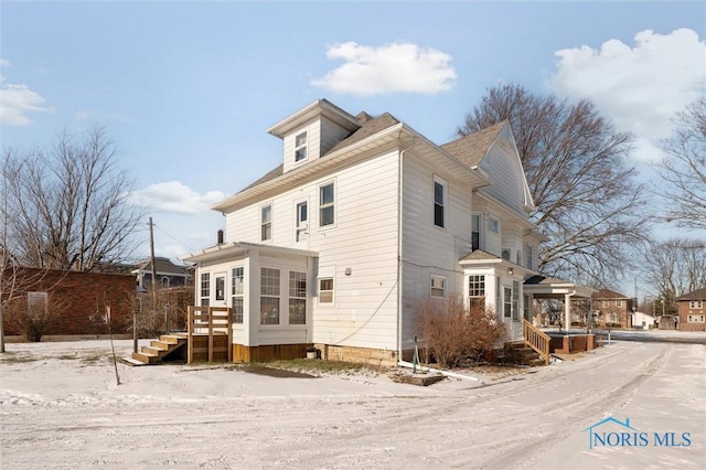 view of snow covered exterior