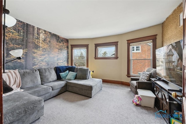 living room featuring carpet floors