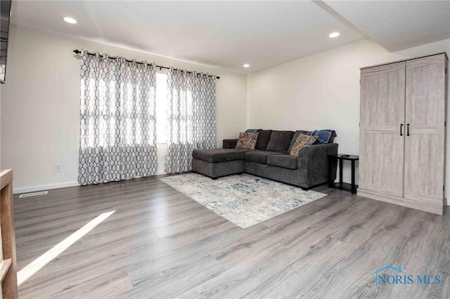 living room with hardwood / wood-style flooring