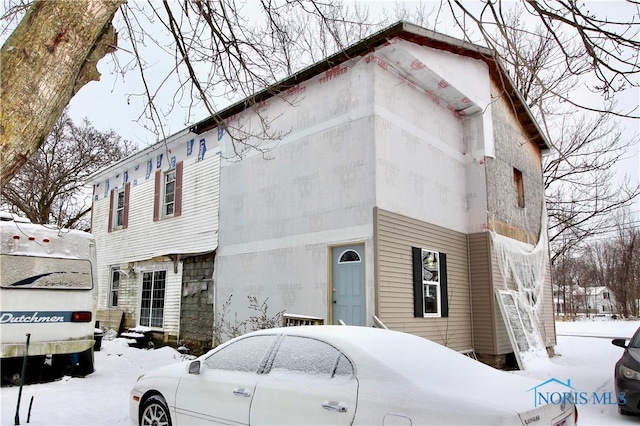 view of snow covered exterior