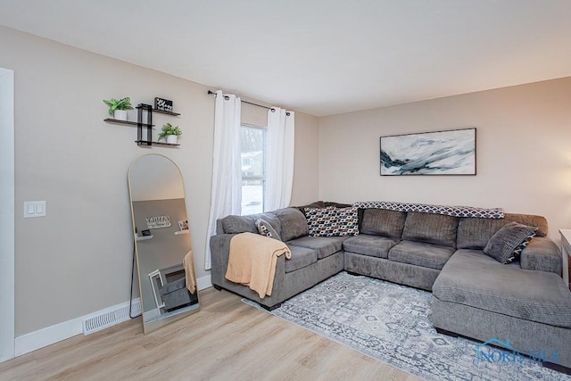 living room featuring light hardwood / wood-style flooring