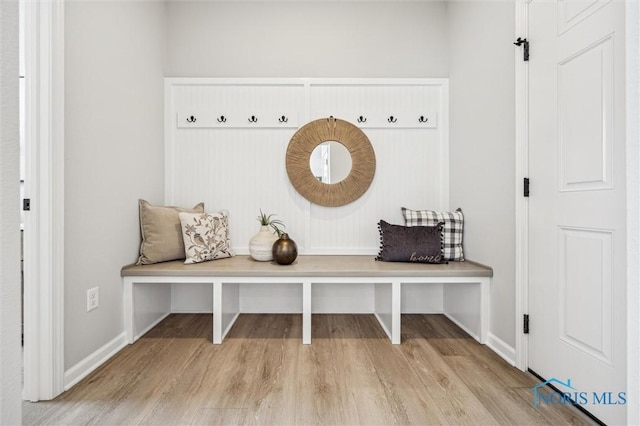 mudroom featuring light wood-type flooring