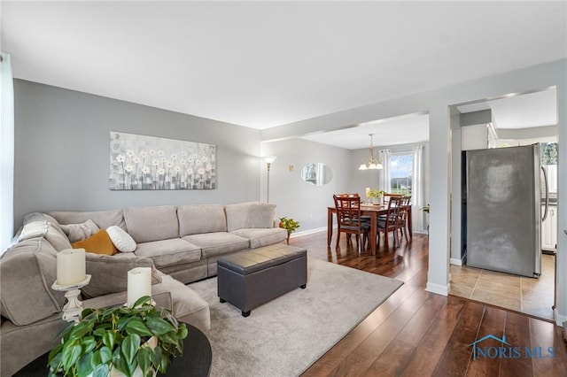 living room featuring wood-type flooring