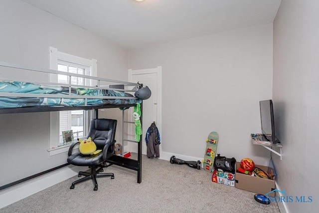 carpeted bedroom with multiple windows