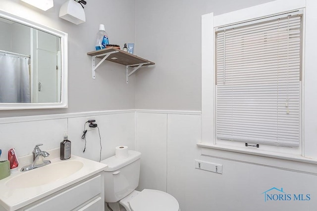 bathroom with toilet and vanity